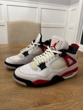 Nike Air Jordan 4 Retro “Red Cement” Men’s Size 8.5 White Fire Red Black Grey